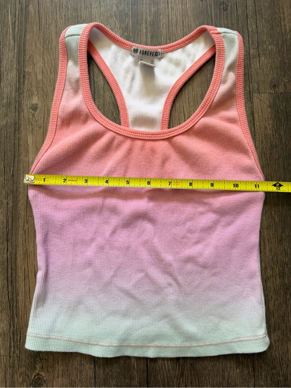 Forever 21 Pink Mint Ombre Racerback Crop Top T- Shirt Casual Stretch M - Picture 6 of 6